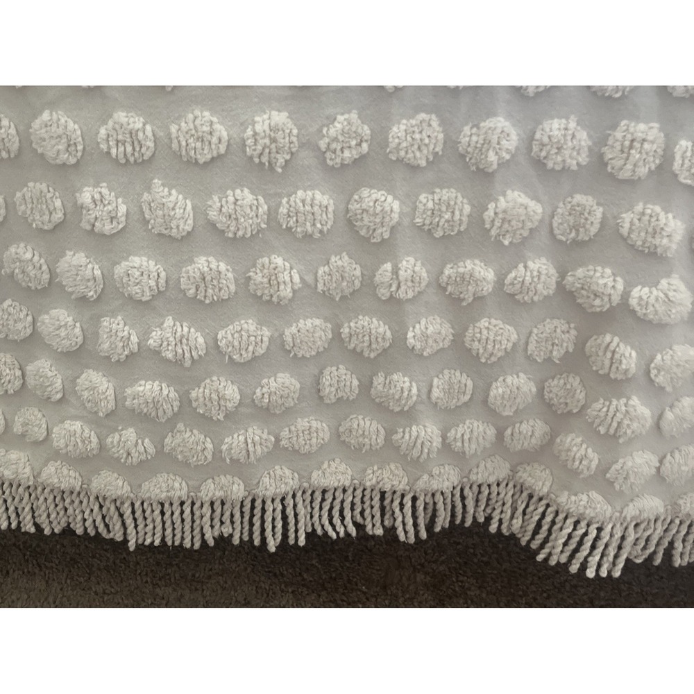 Vintage Chenille 100% Cotton King Sz Cream Fringed Bedspread/Pillow Shams - Picture 4 of 10